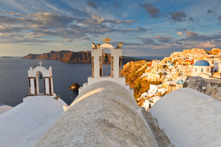 View of Oia village on Santorini island in Greece.の写真素材