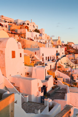 Church in Oia village on Santorini island in Greece.のeditorial素材