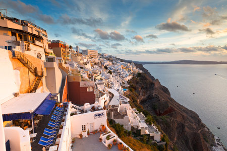 Town of Fira on Santorini island, Greece.のeditorial素材