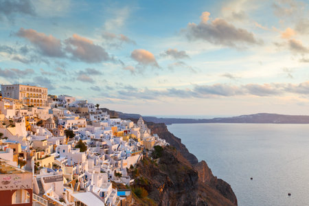 Town of Fira on Santorini island, Greece.のeditorial素材