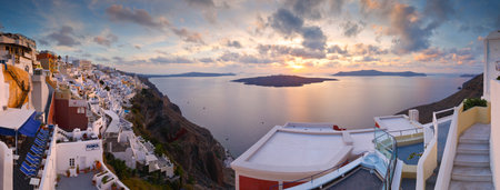 Town of Fira on Santorini island, Greece.のeditorial素材
