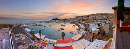 Evening view of Mikrolimano marina in Athens, Greece.のeditorial素材