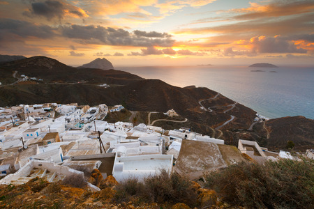 View of Chora village on Anafi island.の写真素材