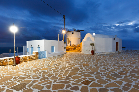 Square in Chora village on Anafi island.の写真素材