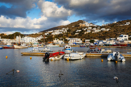 Harbor of Ios island in Greece.のeditorial素材