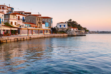 Harbor of Kokkari village on Samos island, Greece.のeditorial素材