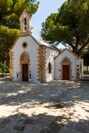 Church in the park at Venizelos Tombs in city of Chania, Crete.のeditorial素材