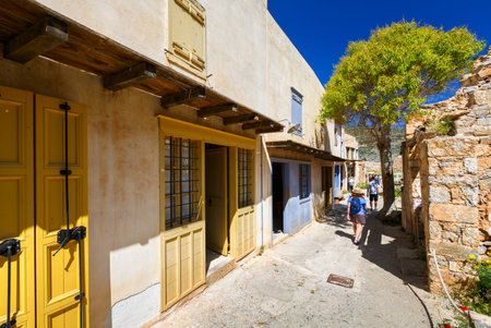 Historical site of Spinalonga island on a sunny spring day, Crete, Greece.のeditorial素材
