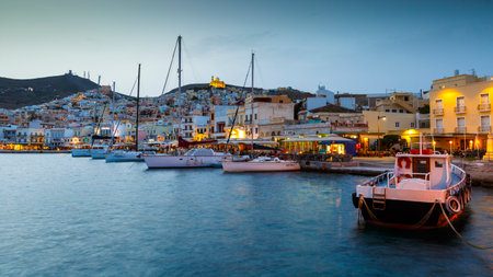 Ermoupoli town on Syros island in Greece.のeditorial素材
