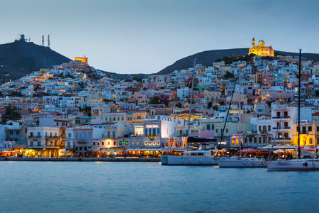 Ermoupoli town on Syros island in Greece.のeditorial素材