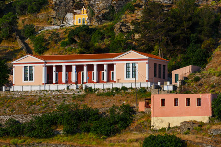 New town hall of Ioulida village on Kea island in Greece.のeditorial素材