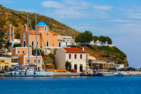 View of Korissia, the port of Kea island in Greece.