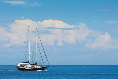 Sail boat off the coast of Kea island in Greece.のeditorial素材