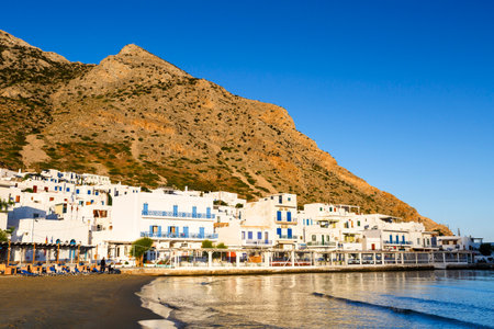 Beach in Kamares village on Sifnos island, Greece.のeditorial素材