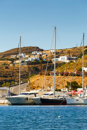Marina in Merichas village, the main port of Kythnos island, Greece.のeditorial素材