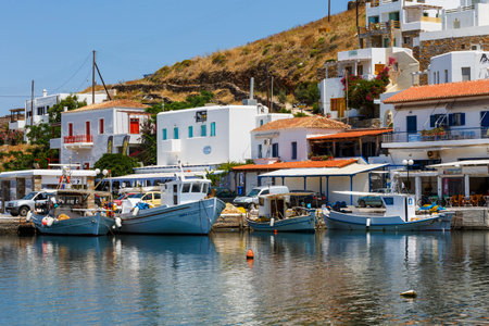 Merichas village, the main port of Kythnos island, Greece.のeditorial素材