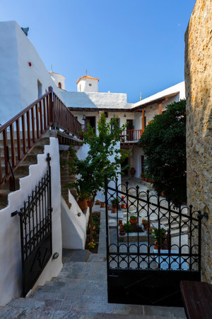 Monastery in the castle of Chora on Skyros island, Greece.のeditorial素材