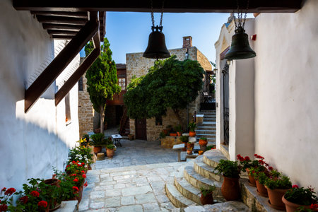 Monastery in the castle of Chora on Skyros island, Greece.のeditorial素材