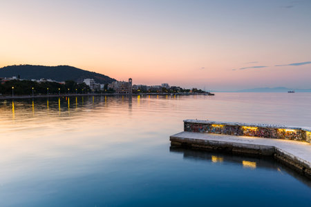 Seafront of Volos city as seen early in the morning.のeditorial素材