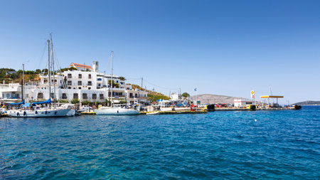 Sail boats in the port of Linaria, the main port of Skyros island, Greece.のeditorial素材