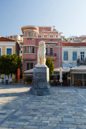 Main square of Vathy town on Samos island, Greece.のeditorial素材