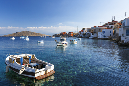 View of the village on Halki island in Greece.の写真素材