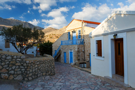 View of the village on Halki island in Greece.の写真素材