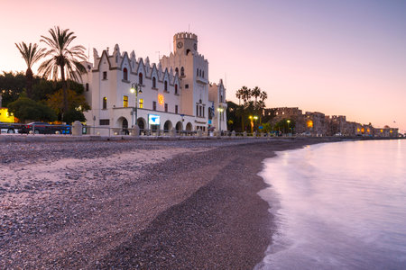 Italian architecture in Kos town, Greece.のeditorial素材