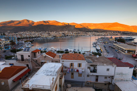 View of the port in Kalymnos town, Greece.のeditorial素材