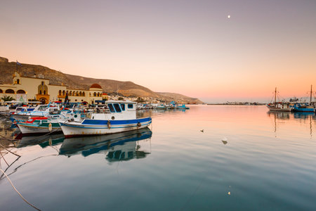 View of the port in Kalymnos town, Greece.のeditorial素材