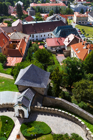 View of Kremnica from the church tower in Kremnica castle, Slovakia.のeditorial素材