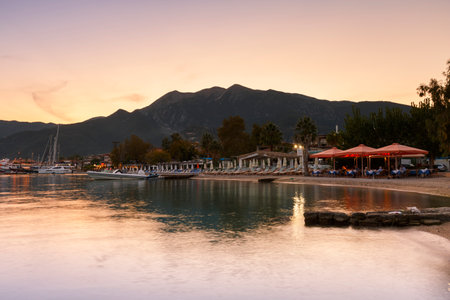 Beach in Nydri village on Lefkada island in Greece.のeditorial素材