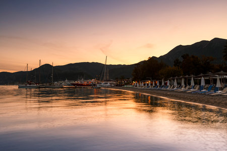 Beach in Nydri village on Lefkada island in Greece.のeditorial素材