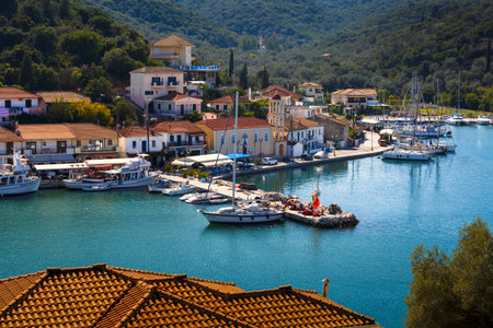 View of the Vathy harbur on Meganisi island, Greece.