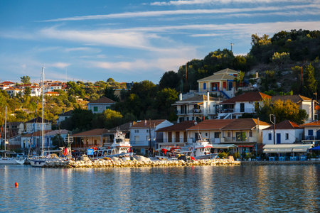 View of the Vathy harbur on Meganisi island, Greece.のeditorial素材