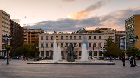 Building of the city hall of Athens in Kotzia square.のeditorial素材