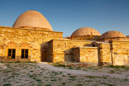 Early morning capture of Turkish baths in the old town of Chios.のeditorial素材