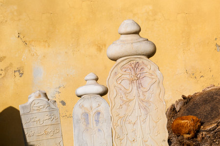 Turkish tombstones in the old town of Chios.のeditorial素材