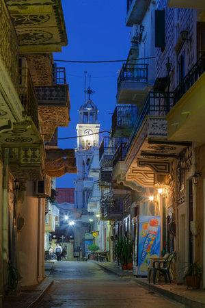 Street in Pyrgi village on Chios island, Greece.のeditorial素材