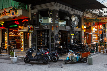 Coffee shop in Psirri neighborhood of, Athens.のeditorial素材