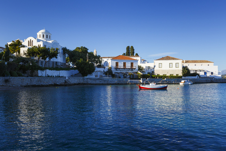 View of traditional architecture in Spetses village, Greece.の写真素材