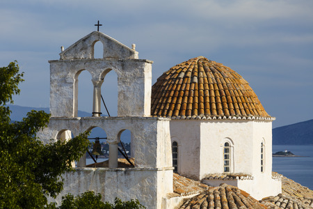 One of the main churches in Spetses village, Greece.の写真素材