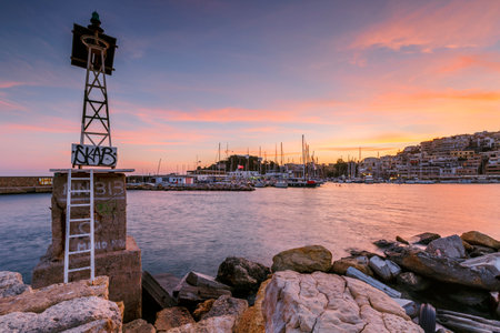 View of the yacht club in Mikrolimano marina in Piraeus, Athens.のeditorial素材