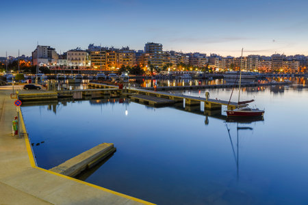 Evening view of Zea Marina in Athens, Greece.のeditorial素材