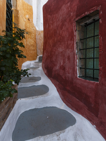 Detail of colorful architecture in Anafiotika neighborhood of Athens in Greece.の写真素材