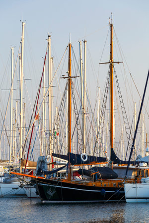 Sail boats in Alimos marina in Athens, Greece.