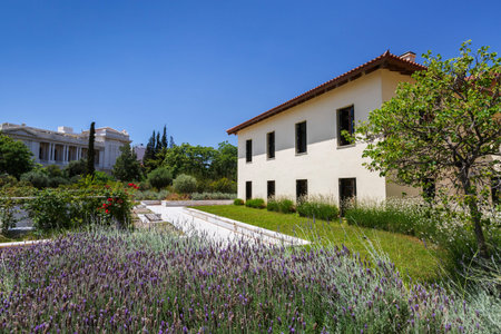 Athens, Greece - May 14, 2018: Gardens of Byzantine And Christian Museum near Evangelismos metro station in central Athens, Greece.のeditorial素材