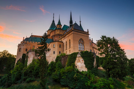 Bojnice, Slovakia - July 24, 2018: Romantic medieval castle with original Gothic and Renaissance...