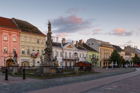 Kosice, Slovakia - August 12, 2018: Immaculata statue in the main square of Kosice city in eastern Slovakia.のeditorial素材