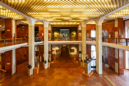 Budapest, Hungary - August 16, 2018: Main Hall of the Hungarian National Gallery in Budapest.のeditorial素材